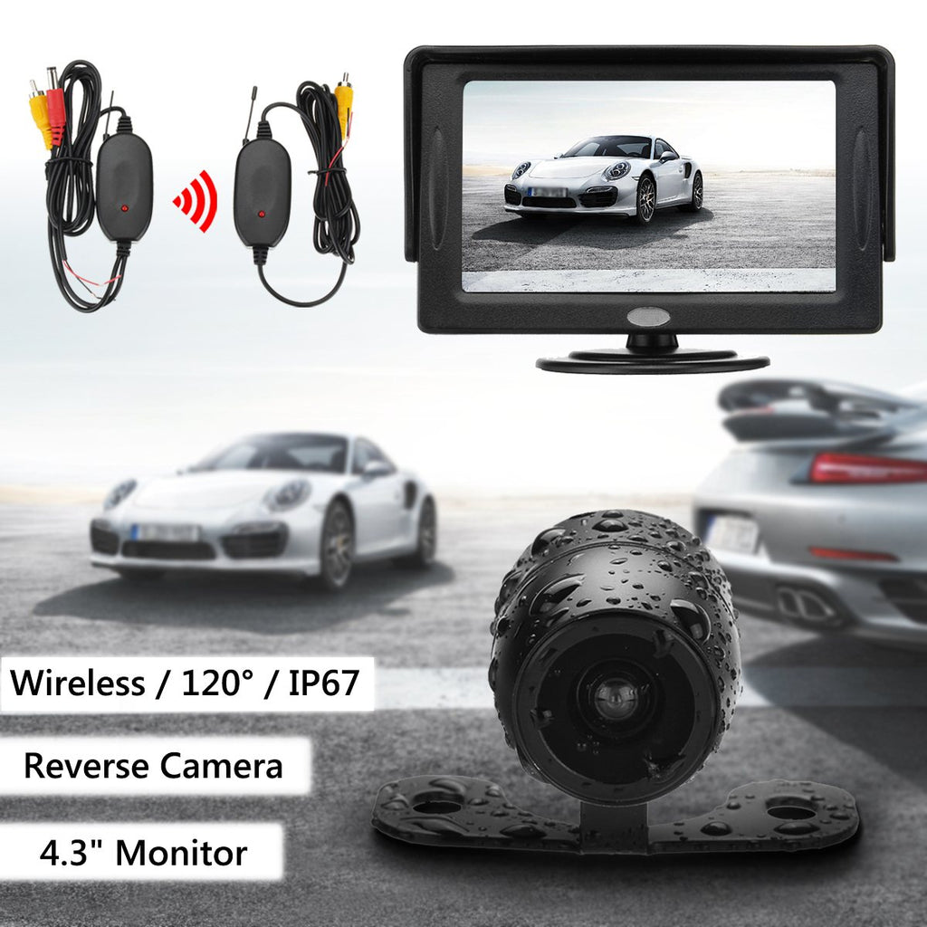 Wireless 120 Degree Car Rear View Backup Reverse Camera 4.3"TFT LCD Screen Monitor