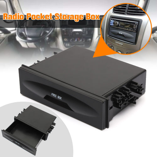 Autoleader Universal Car Storage Box CX-38 Auto Single Din Dash Radio Installation Pocket Kit High-quality Plastic Black