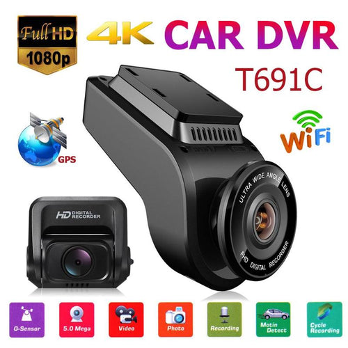 T691C Front 4K 2160P Car DVR Camera 1080P FHD Dash Cam With 32GB TF Card Dual Lens with WiFi and GPS Camera Recorder Promotion