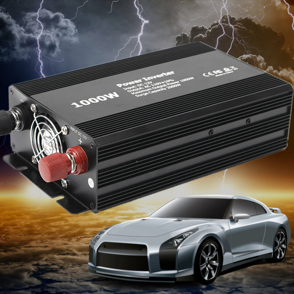 1000W-Peak Auto Car Power Inverter DC 12V to AC 110V Voltage Transformer Converter Charger Adapter Modified Pure Sine Wave