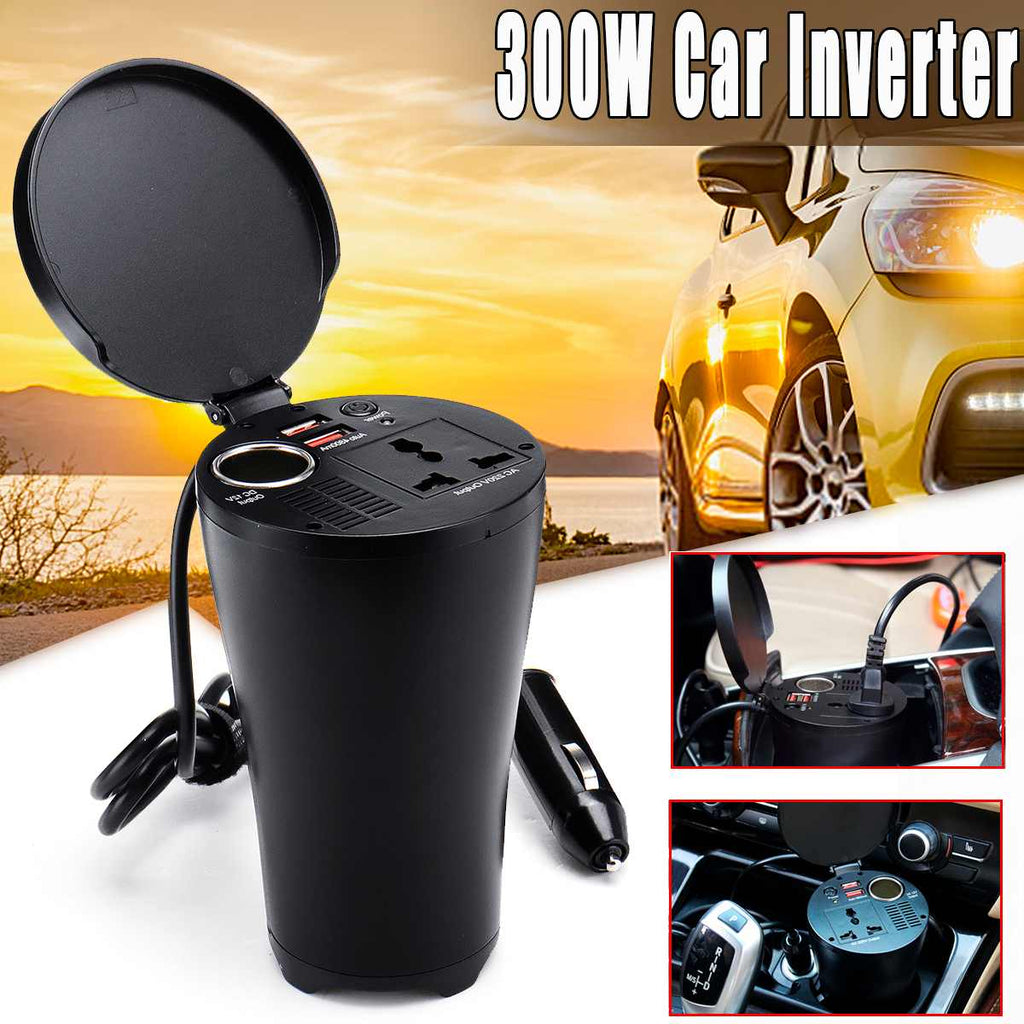 150W Car Cup Holder Power Inverter DC 12V To AC 220V USB Charging Port Adapter Multifunction Protection Modified Sline Wave