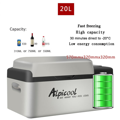 20L Fridge -20 Degrees 12V Portable Compressor 24h Lithium Battery Life Car Refrigerator Mini Multi-Function Home Cooler Freezer
