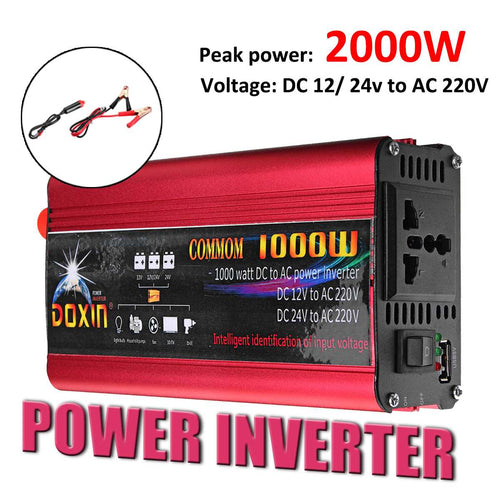DOXIN High 2000w  220V 12V Universal Car Power Inverter Charger Converter Adapter/Home Inverters Power USB Plug Port Sine Wave