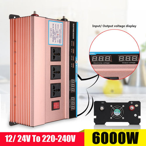 DC 12 / 24V to AC 220V P eak 6000W Car Solar Power Inverter Modified Sine Wave USB Converter Voltage Transformer Universal