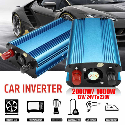 Car Power Solar  Inverters Converter P EAK 2000/1000W DC 12V/24V to AC 220V Charger LED Modified Sine Wave Voltage Transformer