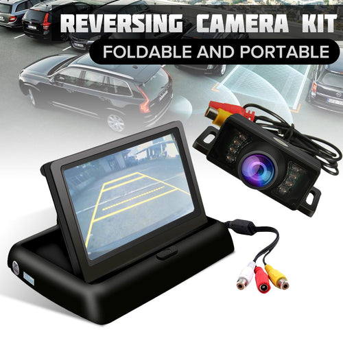 12V Car Foldable 4.3 inch Monitor Wireless IR Rearview Parking Reversing Camera Kit 120 Degree Rear View Backup Camera